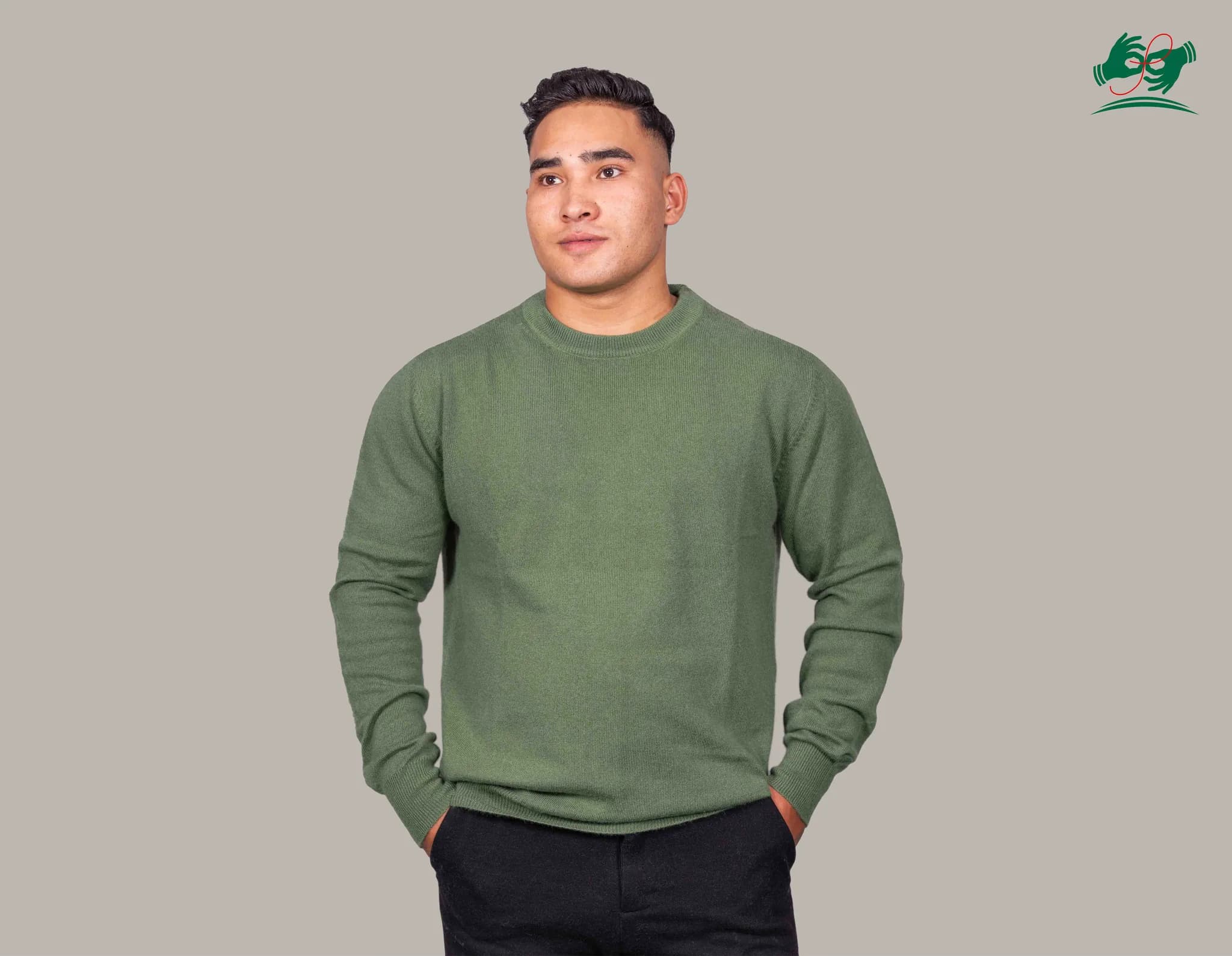 Green Cashmere Sweaters for Men